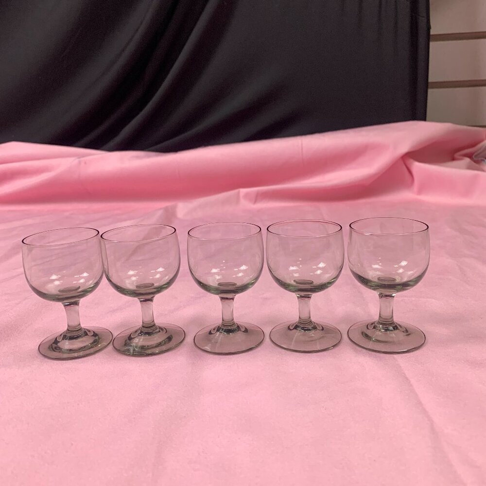 Clear 5 Small Wine Glasses=